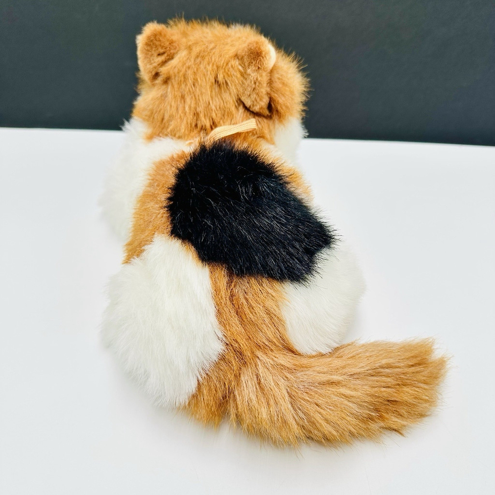 1990 Calico Cat Realistic Plush 11” Commonwealth Stuffed Animal Kitty Blue Eyes - Picture 4 of 7